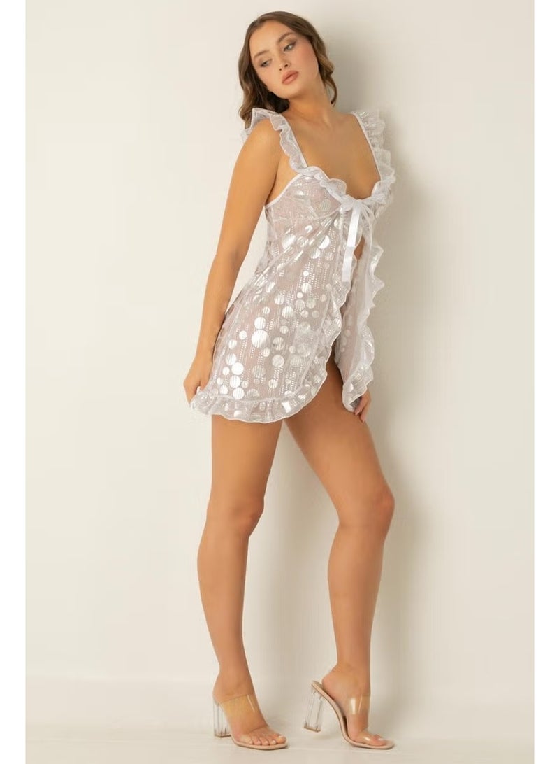 Miorre Frilly Polka Dot Nightgown Set - Image 4